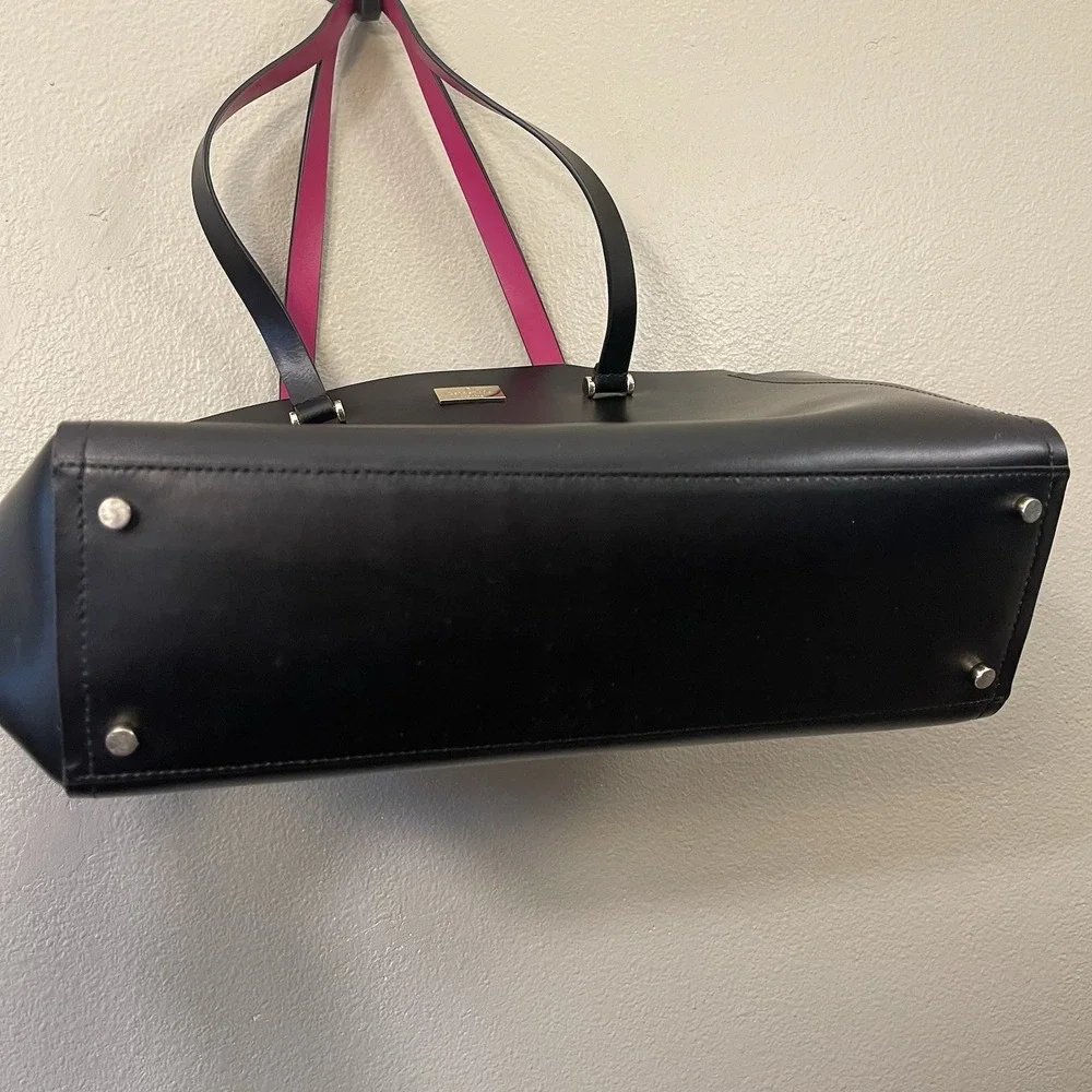 Kate Spade‎ Black & Hot Pink Leather Tote Bag Large - Picture 2 of 16